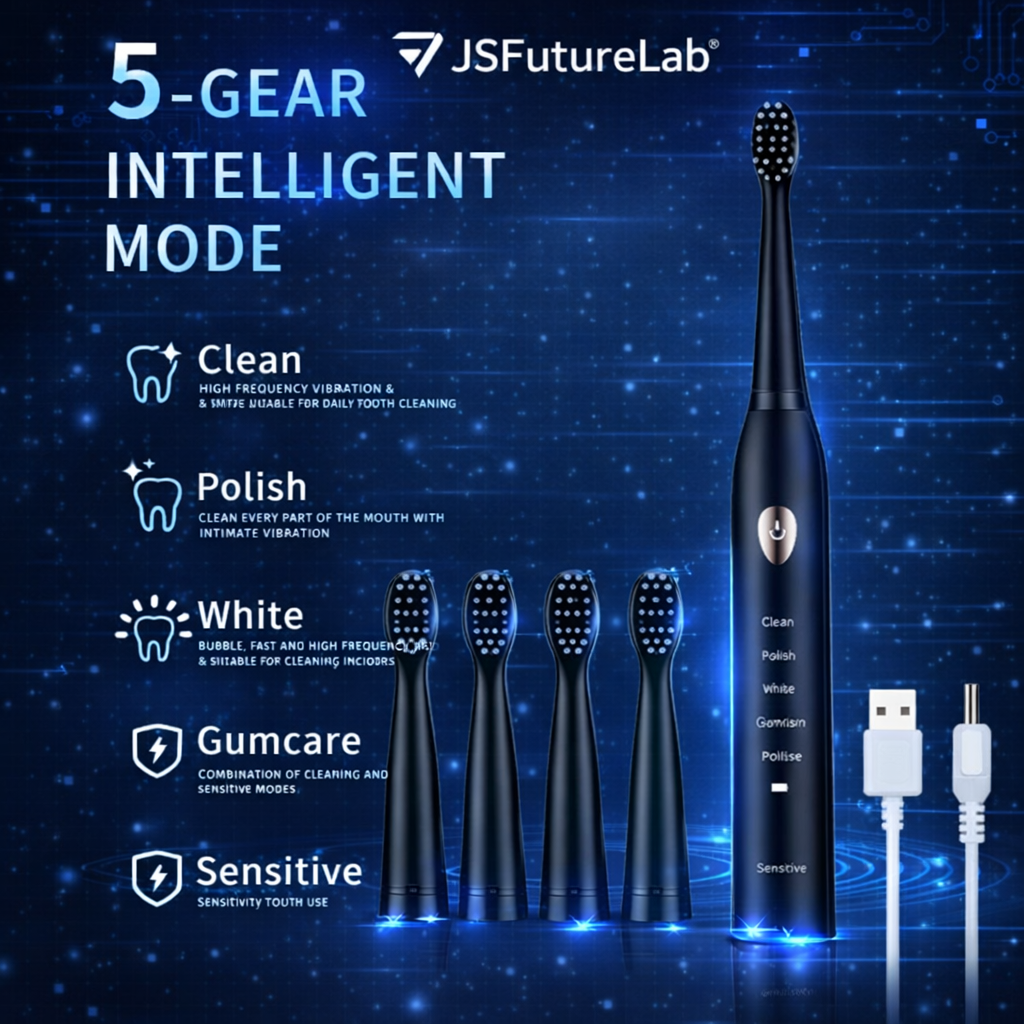 JS FutureLab™ Smart Ultrasonic Electric Toothbrush – 5 Modes
