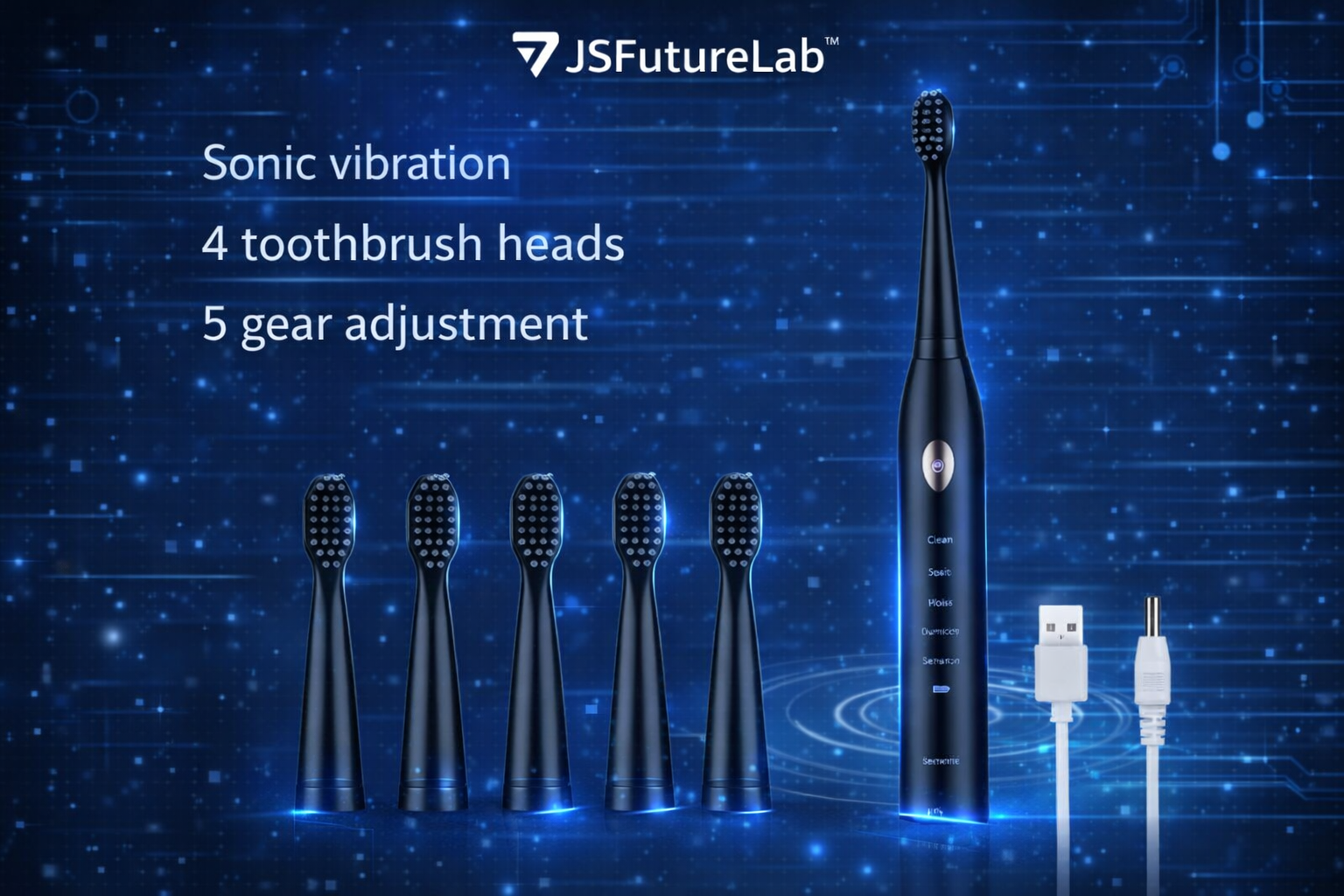 JS FutureLab™ Smart Ultrasonic Electric Toothbrush – 5 Modes